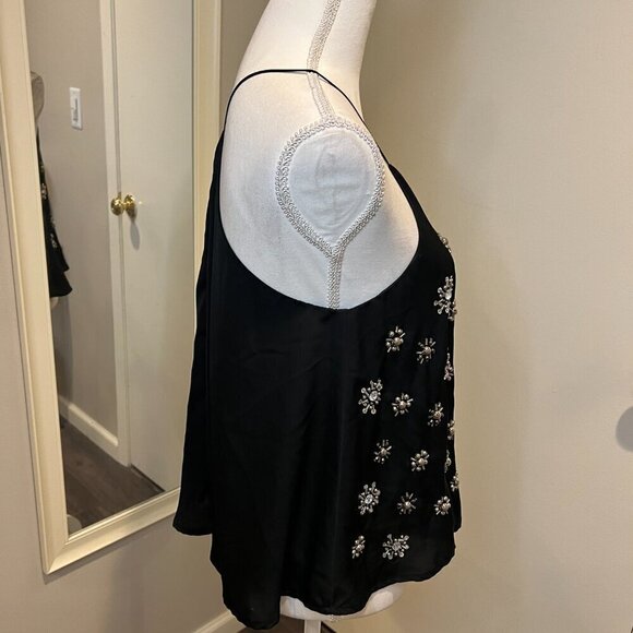 JOA Los Angeles Black Beaded Halter Camisole, Size Medium - Picture 10 of 14
